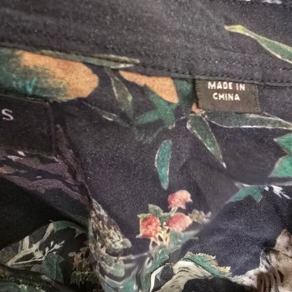 ALL SAINTS Men's Navy Tiger Print Button-Up Shirt Long Sleeve Size XXL - Picture 5 of 11